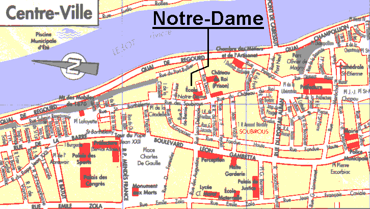 plan de Cahors situant Notre-Dame