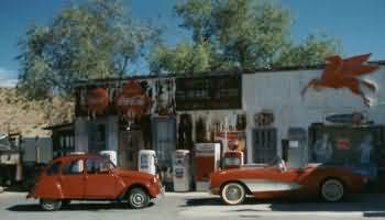 Nose to nose with a beautiful 1958 Corvette, General store in Hackberry AZ